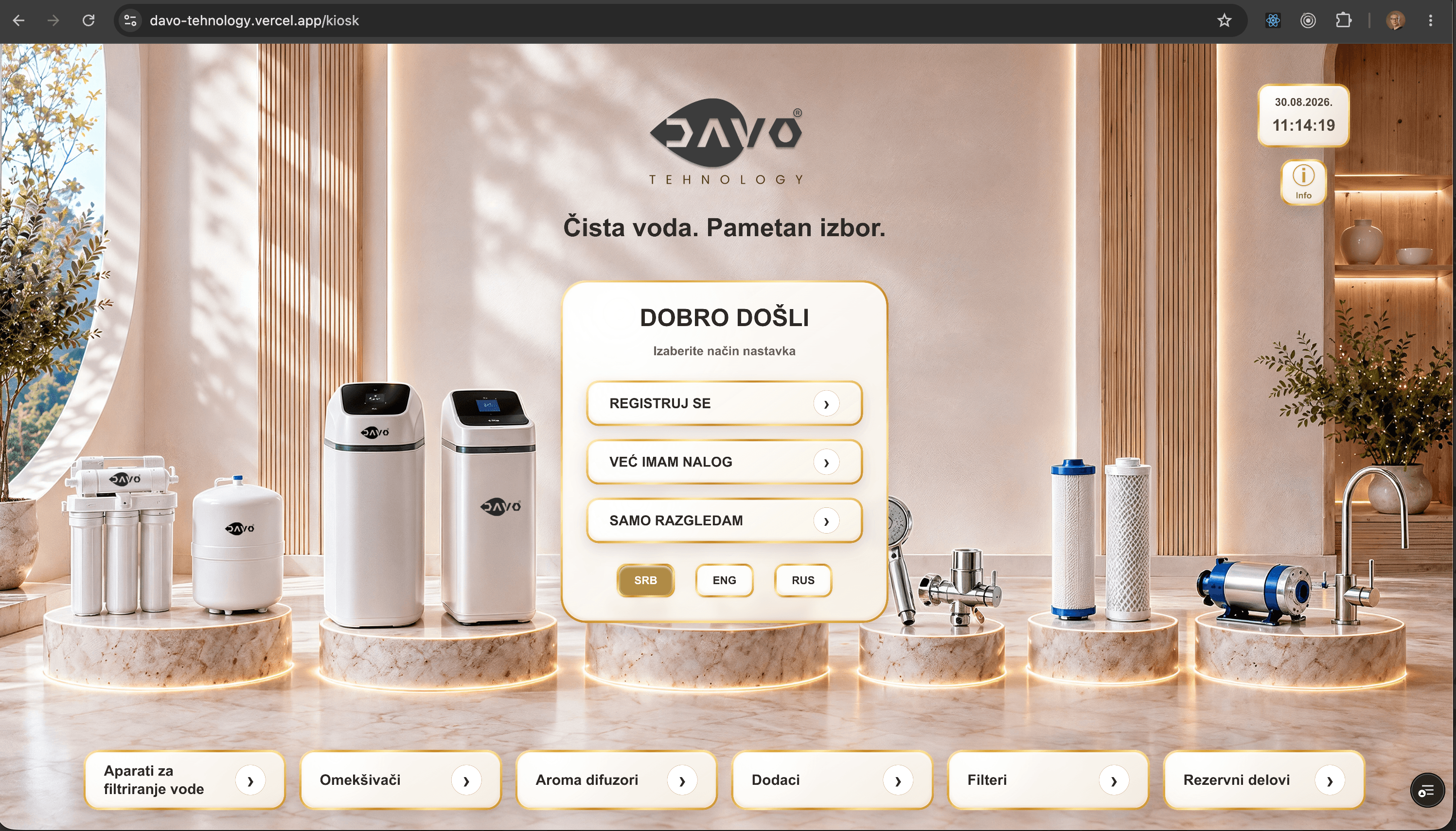 DAVO Technology aplikacija za touch kiosk