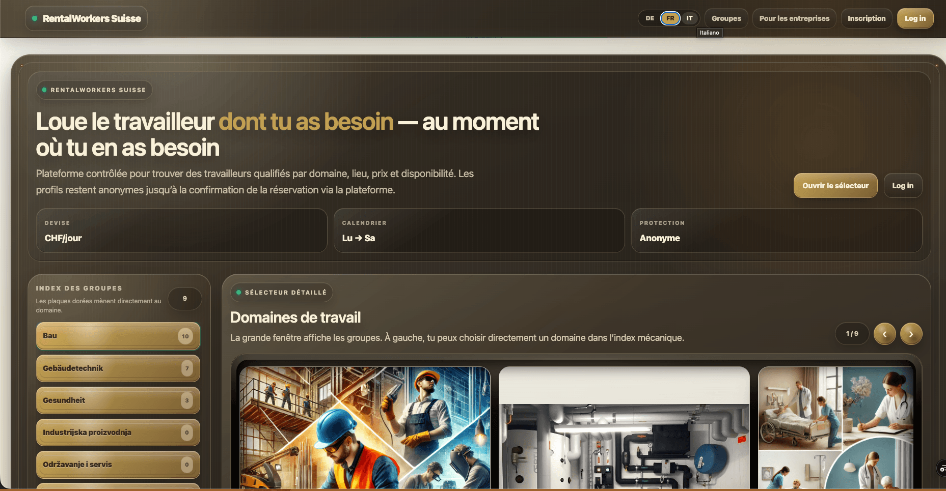 RentalWorkers frontend na francuskom jeziku