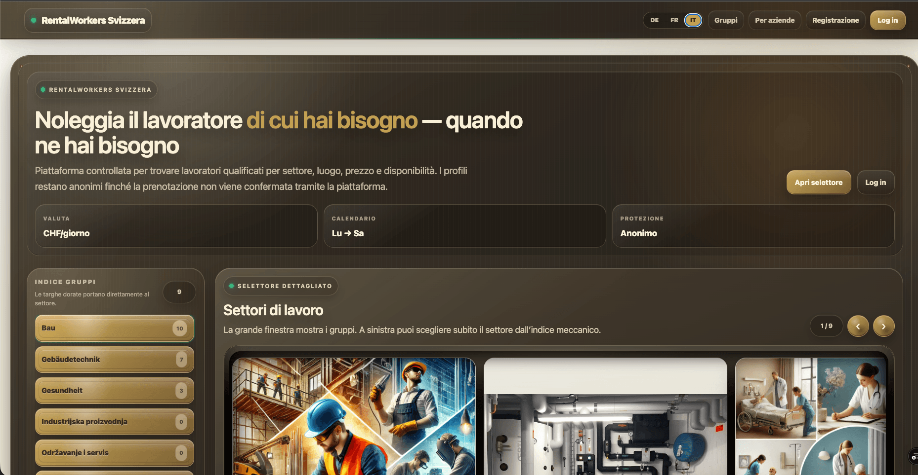 RentalWorkers frontend na italijanskom jeziku